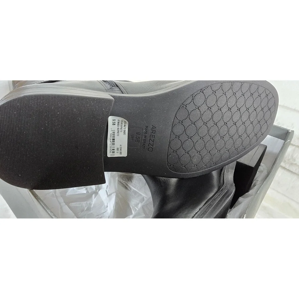 Arezzo Women's Mckenna Low Block Black Leather Boots Size‎ 9.5 M